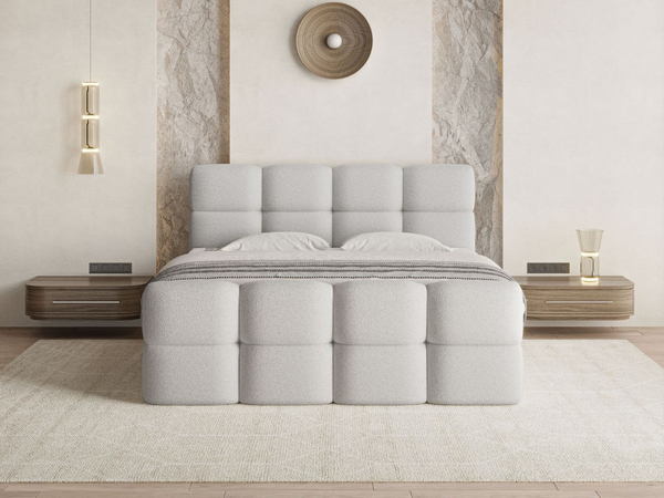 Boxspringbett mit Bettkasten 140x200 Rivon Hellgrau