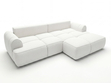Ecksofa L-Form Rechts mit Schlaffunktion und Bettkasten Bonno Creme 