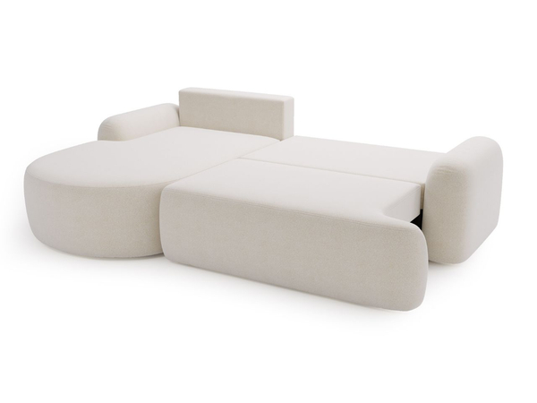 Ecksofa L-Form Links mit Schlaffunktion und Bettkasten Aurio Weiß