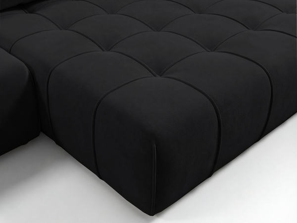 Ecksofa L-Form mit Schlaffunktion und Bettkasten Tulio Rechts Schwarz