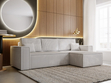 Ecksofa L-Form mit Schlaffunktion und Bettkasten Prato XL Hellgrau