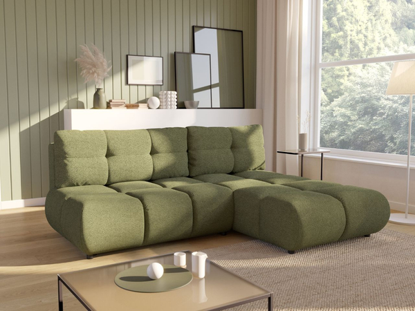Ecksofa mit Schlaffunktion und Bettkasten Rechts Milet Grün