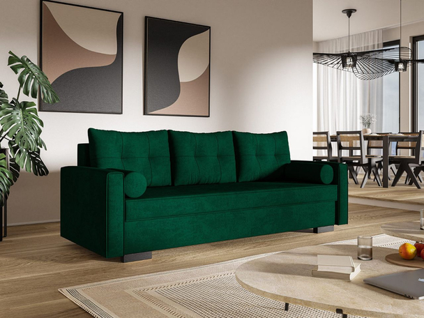 Schlafsofa mit Bettfunktion und Bettkasten Pori Grün