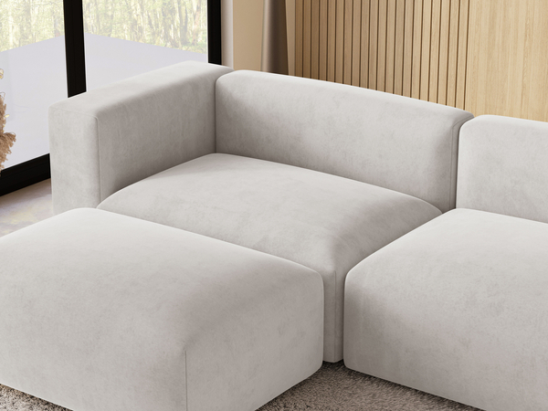 Ecksofa L-Form Links Moderne Cord Ecksofa Landi Hellbeige