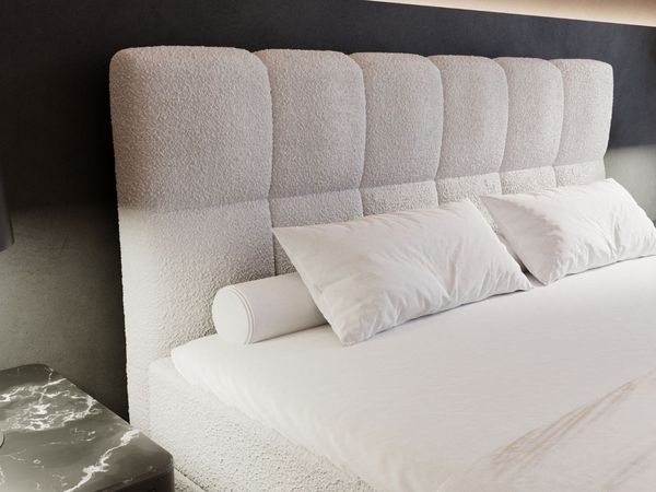 Boxspringbett mit Bettkasten 140x200 Bouclé-Stoff Alicante Grau