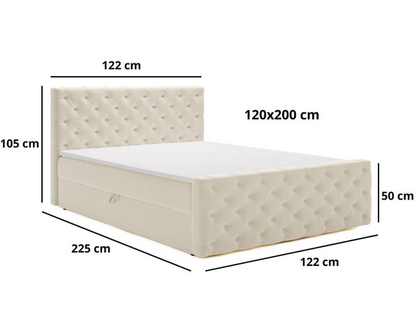 Boxspringbett mit Bettkasten 120x200 Montego Creme