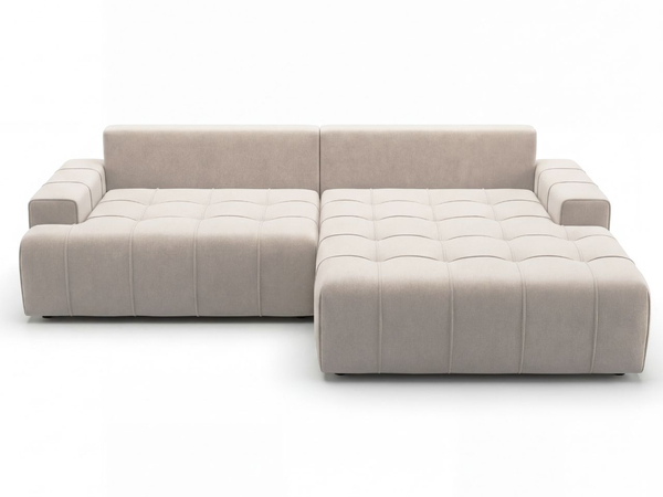 Ecksofa L-Form mit Schlaffunktion und Bettkasten Tulio Rechts Beige