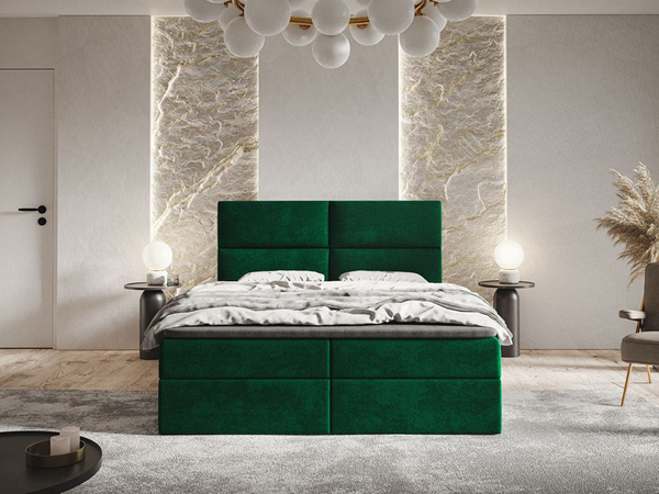 Boxspringbett mit Bettkasten 180x200 Hera Grün