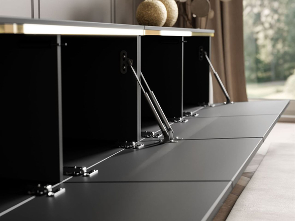 TV-Schrank zum Hängen im Glamour-Stil mit LED-Beleuchtung Celle Schwarz Matt