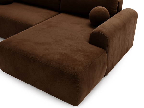 Ecksofa L-Form mit Schlaffunktion und Bettkasten Savana Rechts Braun