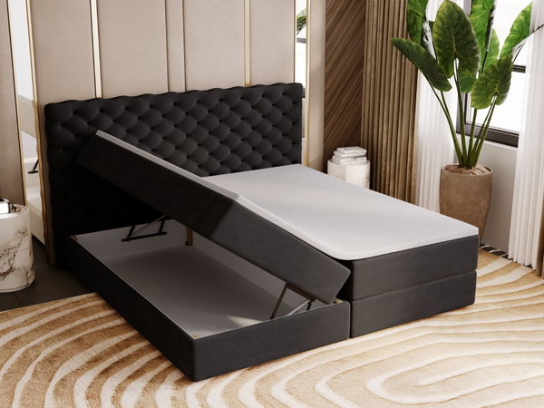Boxspringbett mit Bettkasten 180x200 Bergamo Schwarz