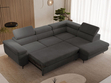 Ecksofa L-Form mit Schlaffunktion und Bettkasten Argon Rechts Dunkelgrau