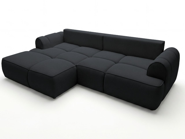 Ecksofa L-Form Links mit Schlaffunktion und Bettkasten Bonno Schwarz