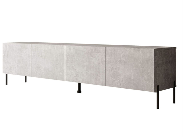 TV-Lowboard mit Türen auf Schwarzen Metallbeinen 200 cm Nodoo Beton
