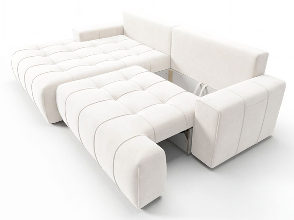 Ecksofa L-Form mit Schlaffunktion und Bettkasten Tulio Links Creme