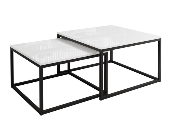 Couchtisch auf schwarzem Gestell Asumi Weiß Hochglanz 40x46