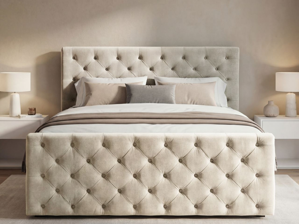 Boxspringbett mit Bettkasten 140x200 Montego Creme