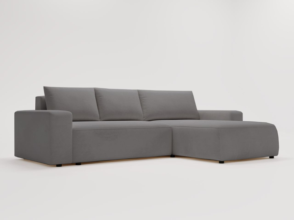 Ecksofa L-Form Rechts mit Schlaffunktion und Bettkasten Tazones Dunkelgrau