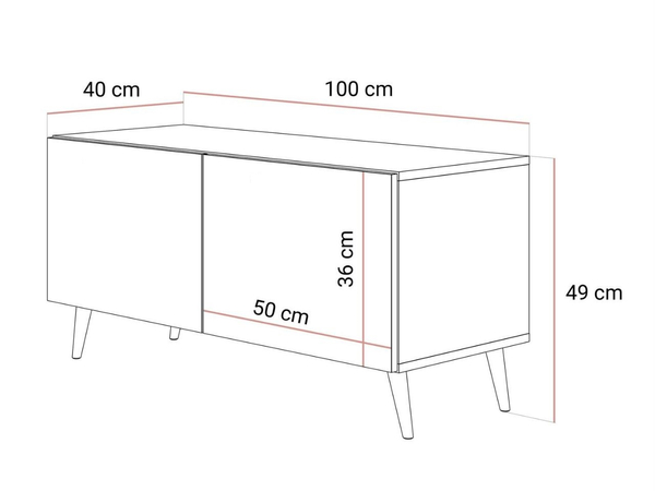 TV-Lowboard mit Türen und LED-Beleuchtung auf Goldenen Metallbeinen 100 cm Noaé Schwarz Hochglanz