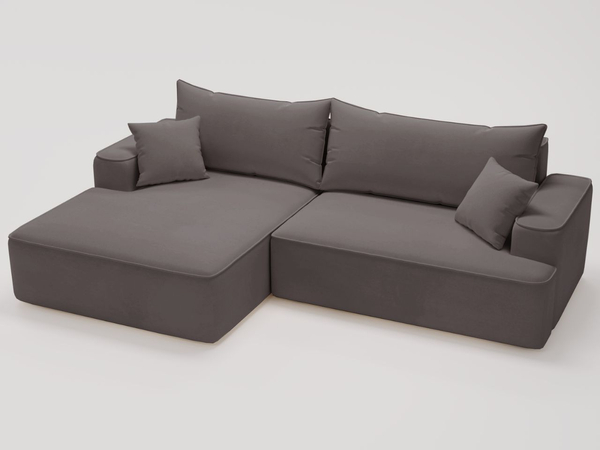 Ecksofa L-Form Links mit Schlaffunktion und Bettkasten California Dunkelgrau
