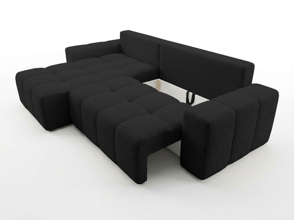 Ecksofa L-Form mit Schlaffunktion und Bettkasten Bresso Schwarz