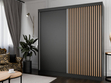Schiebetürenschrank mit Lamellen 200 cm Loreto Schwarz