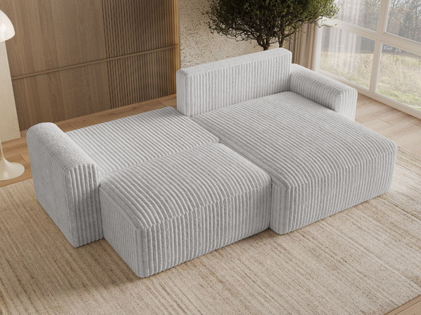 Ecksofa L-Form mit Schlaffunktion und Bettkasten Aurora Grau