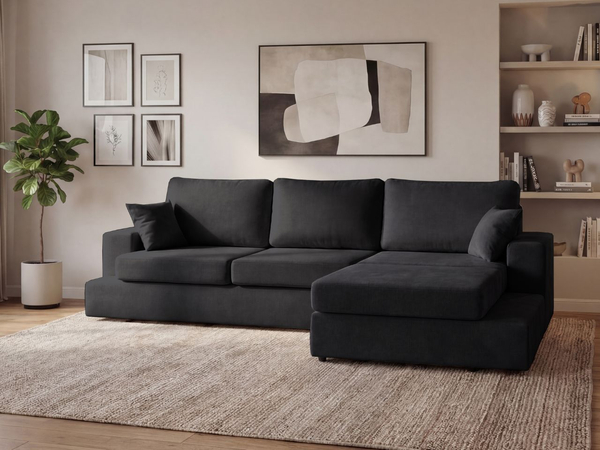 Ecksofa L-Form fürs Wohnzimmer Nesto Rechts Schwarz