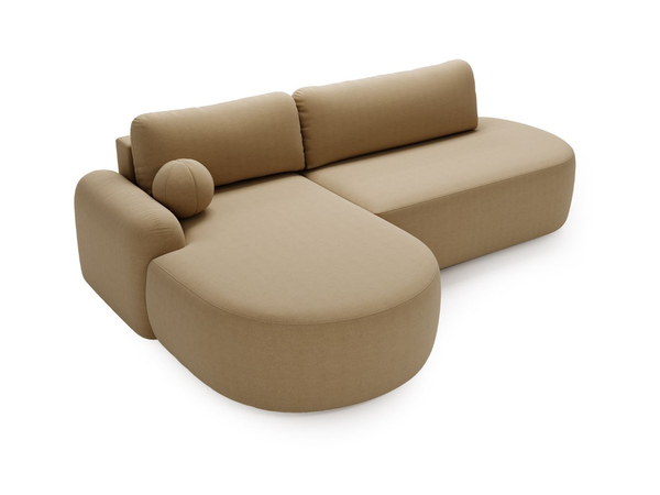Ecksofa L-Form Links mit Schlaffunktion und Bettkasten Aurio O Hellbraun