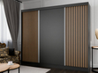 Schiebetürenschrank mit Lamellen 250 cm Loreto Schwarz