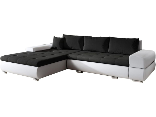 Ecksofa L-form Sonia mit Schlaffunktion Sonia Schwarz, Weiß