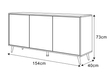Dreitürige Kommode 154 cm Glamour-Stil auf silberfarbenen Metallbeinen Vivance Weißglanz