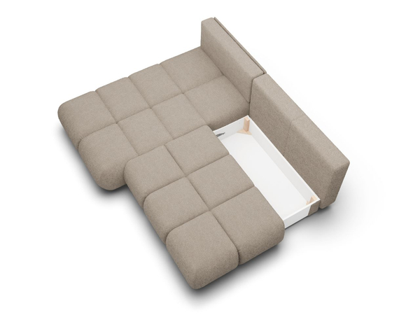 Ecksofa mit Schlaffunktion und Bettkasten Links Milet Hellgrau