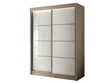 Schiebetürenschrank mit Sprossen 150 cm mit LED-Beleuchtung Ponti Eiche Sonoma, Weiß