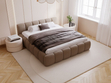 Polsterbett mit Bettkasten und Lattenrost 140x200 Cloud Low Bouclé-Stoff Braun