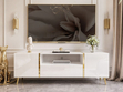Wohnzimmer-Set mit goldenen Metallbeinen im Glamour-Stil Lunelie Weiß Hochglanz
