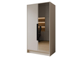 Kleiderschrank mit Spiegel 100 cm Lucca Kaschmir mit schwarzen Griffen