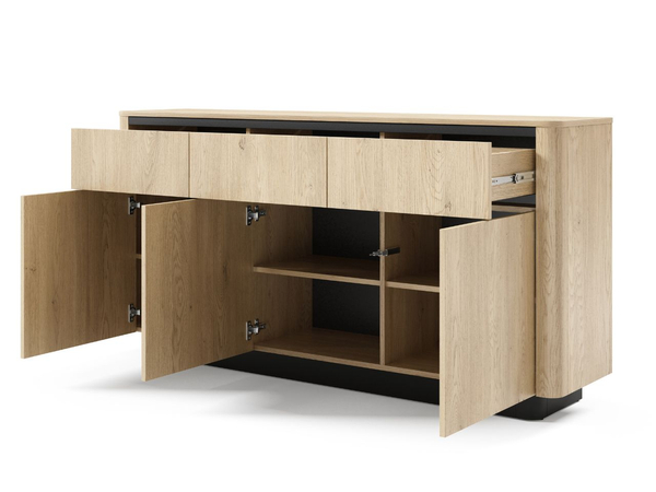 Wohnzimmer-Set Fascino Eiche Cremona, Schwarz