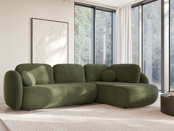 Ecksofa mit Schlaffunktion und Bettkasten Rechts Carino Grün