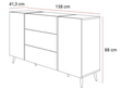 Zweitürige Kommode 158 cm mit drei Schubladen und Metallbeinen Lunelie Kaschmirglanz