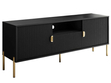 TV-Lowboard zweitürig mit Schublade und goldenen Metallfüßen Orlean Schwarz Matt