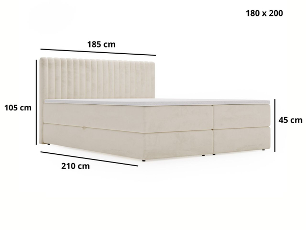 Boxspringbett mit Bettkasten 180x200 Marbella Dunkelgrau