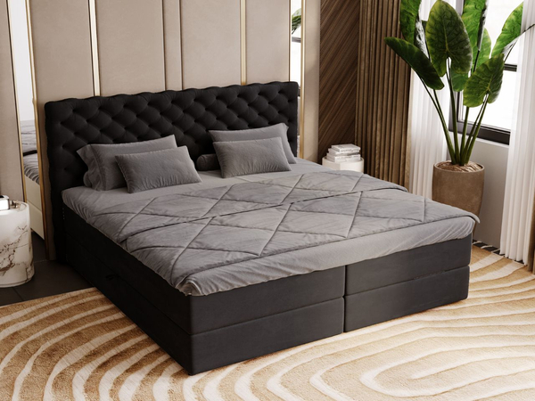 Boxspringbett mit Bettkasten 200x200 Bergamo Schwarz