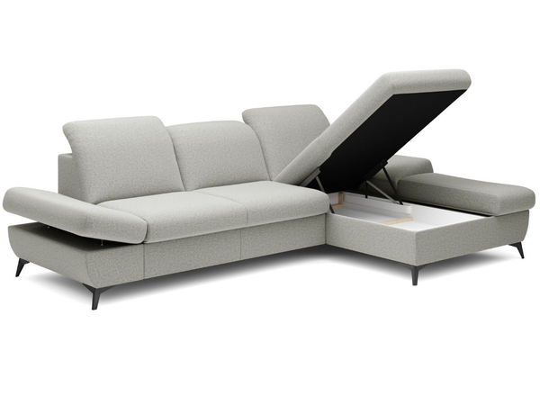Ecksofa L-Form Rechts mit Schlaffunktion und Bettkasten Hannover Hellgrau