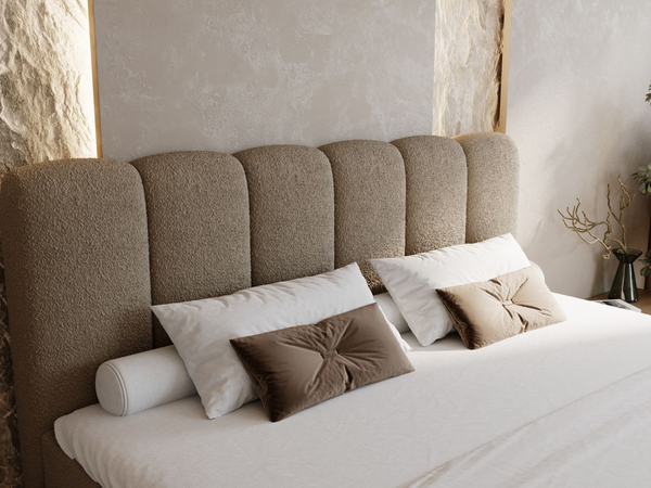 Boxspringbett mit Bettkasten 200x200 Bouclé-Stoff Cloud Braun