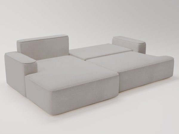 Ecksofa L-Form Links mit Schlaffunktion und Bettkasten California Hellgrau