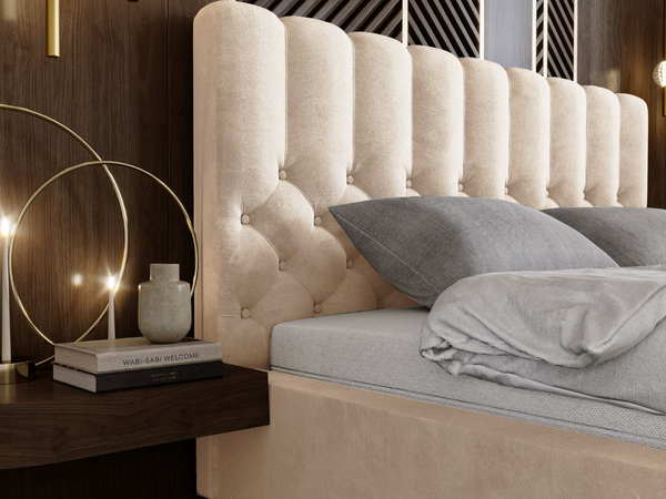 Polsterbett mit Bettkasten und Lattenrost 140x200 Roma Beige