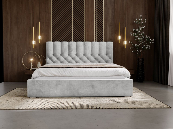 Polsterbett mit Bettkasten und Lattenrost 120x200 Roma Hellgrau
