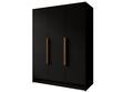 Kleiderschrank 150 cm Perugia Schwarz mit goldenen Griffen