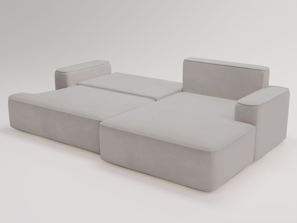 Ecksofa L-Form Rechts mit Schlaffunktion und Bettkasten California Hellgrau